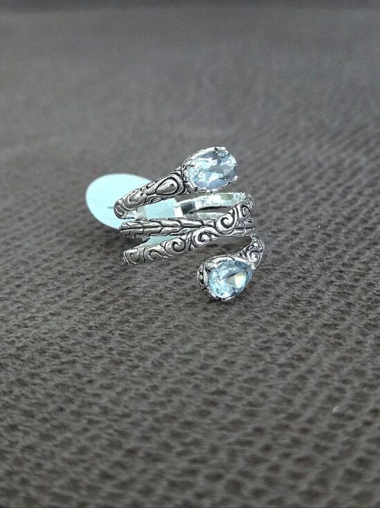 Athra Trading Inc. Jewelry - Athra Trading Inc. (ATI) Silver🤍 Bypass Ring💍 with Blue🩵 Topaz Gemstones💎